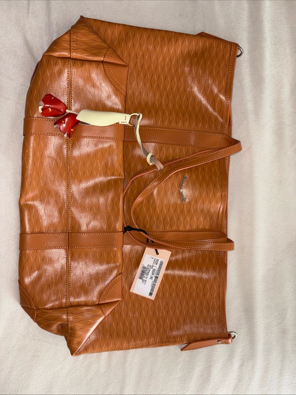 NWT VOILE BLANCHE ROOM 1 LARGE TOTE BAG Monogram in Douglas Orange - Picture 3 of 12